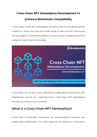 Cross-Chain NFT Marketplace Development To Enhance Blockchain Compatibility