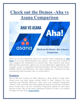Aha Demo Vs Asana Demo