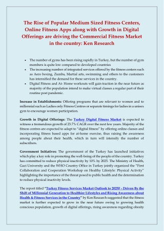 Turkey Fitness Services Market Growth, Share, Trends, Application Analysis