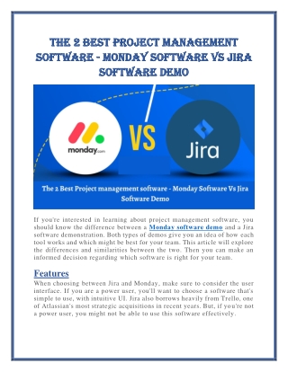 Monday Software Demo Vs Jira Software Demo