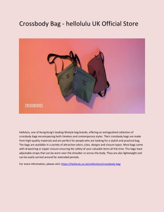 Crossbody Bag - hellolulu UK Official Store