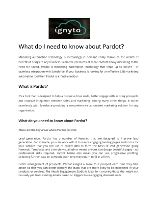 What do I need to know about Pardot - Ignyto