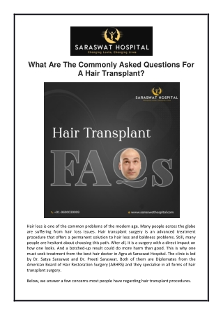 What are the Commonly Asked Questions for a Hair Transplant?