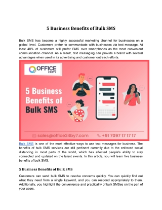 5 Business Benefits of Bulk SMS