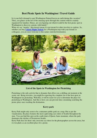 Best Picnic Spots In Washington