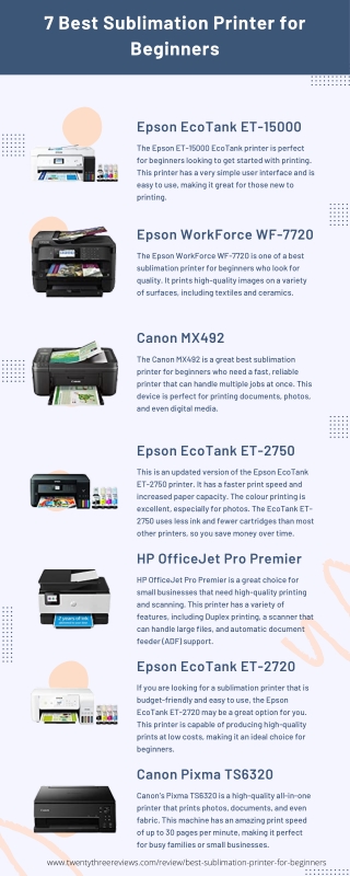 7 best sublimation printer for beginners