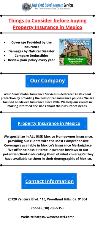 Things to Consider before buying Property Insurance in Mexico