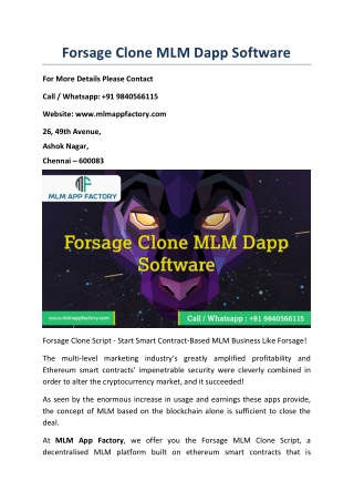 Forsage clone MLM Dapp software