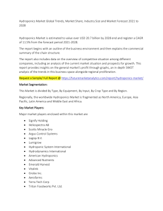 Hydroponics Market Trends, Market Share, Industry Size, Growth, and Market Forecast 2021 to 2028