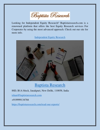 Independent Equity Research Baptistaresearch.com