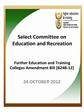 Select Committee on Education and Recreation Further Education and Training Colleges Amendment Bill [B24B-12]