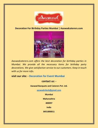 Decoration For Birthday Parties Mumbai