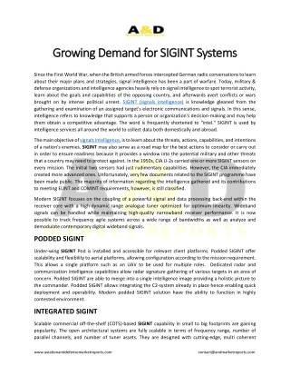 Growing Demand for SIGINT Systems