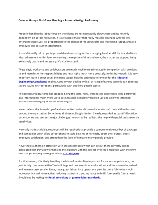 Connors Group - Workforce Planning Is Essential to High Performing