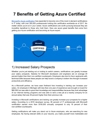 7 Benefits of Getting Azure Certified