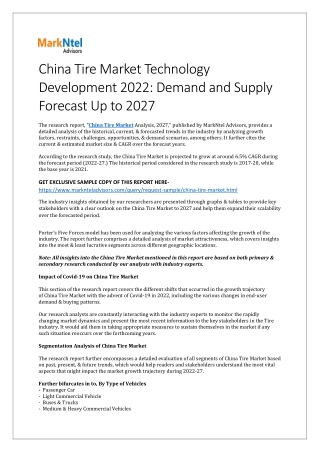China Tire Market Technology Development 2022