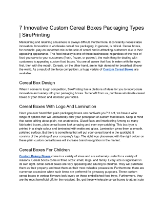 7 Innovative Custom Cereal Boxes Packaging Types _ SirePrinting