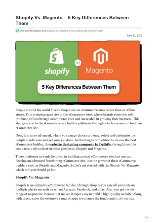 Shopify Vs Magento  5 Key Differences Between Them