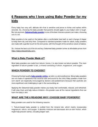 6 Reasons why I love using Baby Powder for my  kids