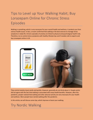 Tips To Level Up Your Walking Habit_ Buy Lorazepam Online for Chronic Stress Episodes