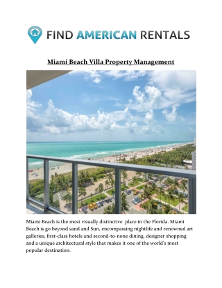 Miami Beach Villa Property Management
