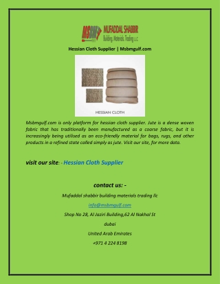 Hessian Cloth Supplier