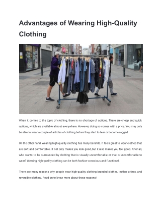 Advantages of Wearing High-Quality Clothing