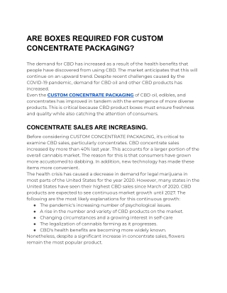 ARE BOXES REQUIRED FOR CUSTOM CONCENTRATE PACKAGING