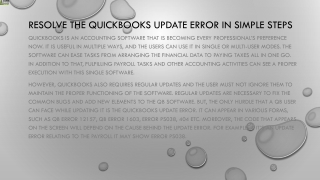 The QuickBooks Update Error will not Trouble you Anymore.