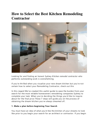 How to Select the Best Kitchen Remodeling Contractor