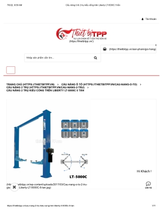Cầu nâng ô tô 2 trụ kiểu cổng trên Liberty LT-5000C 5 tấn