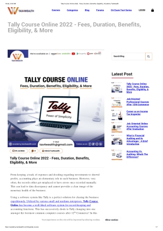 Tally Course Online 2022 - Fees, Duration, Benefits, Eligibility _ Academy Tax4wealth