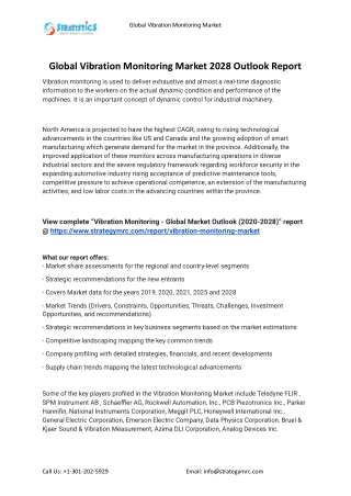 2021 Vibration Monitoring Industry Global Analysis Report