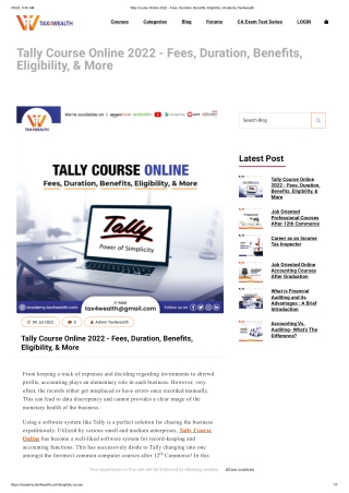 Tally Course Online 2022 - Fees, Duration, Benefits, Eligibility _ Academy Tax4wealth