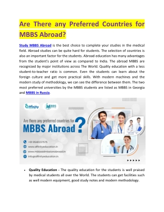 Are There any Preferred Countries for MBBS Abroad?