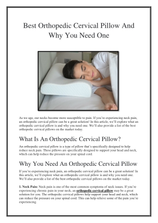 Best Orthopedic Cervical Pillow And Why You Need One