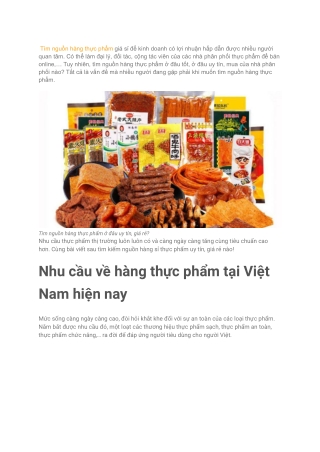 Tìm nguồn hàng thực phẩm