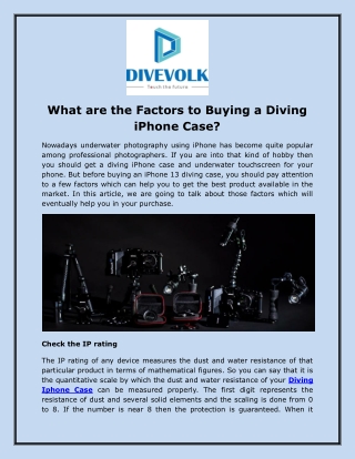 What are the Factors to Buying a Diving iPhone Case?