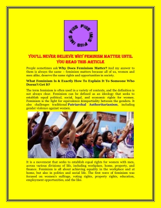 You’ll Never Believe Why Feminism Matter Until You Read This Article