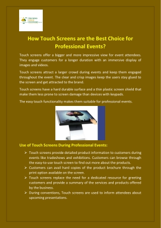 How Touch Screens are the Best Choice for Professional Events