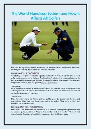 The World Handicap System and How It Affects All Golfers