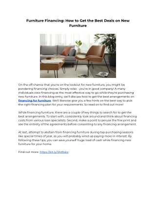 Furniture Financing: How to Get the Best Deals on New Furniture
