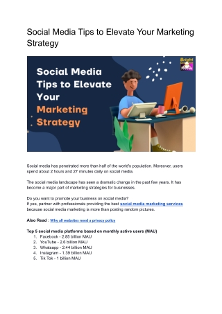 Social Media Tips to Elevate Your Marketing Strategy
