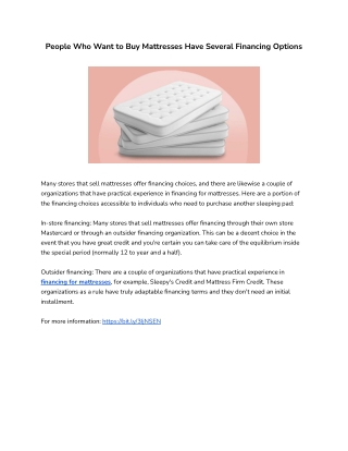 People Who Want to Buy Mattresses Have Several Financing Options