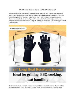 What Are Heat Resistant Gloves, And What Are Their Uses