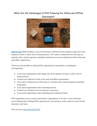 What Are the Advantages of POS Financing for Online and Offline Businesses?