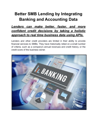 Better SMB Lending by Integrating Banking and Accounting Data