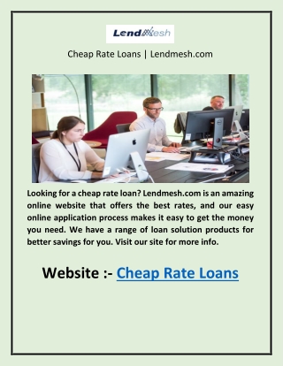 Cheap Rate Loans Lendmesh