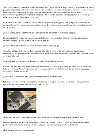 Recomendaciones de una compañía de mudanza para hacer una mudanza