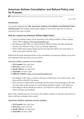American Airlines cancellation policy